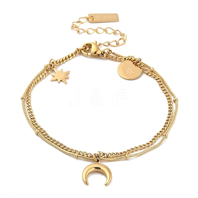 304 Stainless Steel Multi-strand Chain Bracelets BJEW-Z084-02G-1