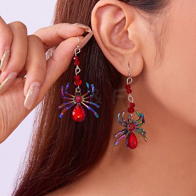 Spider Alloy Rhinestone Dangle Earrings FS-WG2E587-01-1