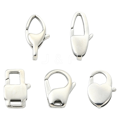 10Pcs 5 Styles 304 Stainless Steel Lobster Claw Clasps STAS-CJ0003-24-1