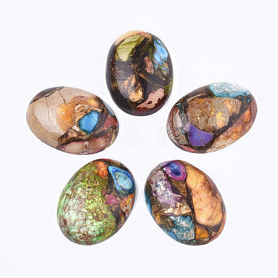 Assembled Synthetic Imperial Jasper and Bronzite Cabochons G-S329-080F-1