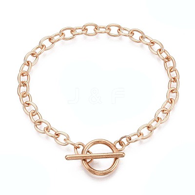 201 Stainless Steel Cable Chain Bracelets for Men Women BJEW-N036-01G-1