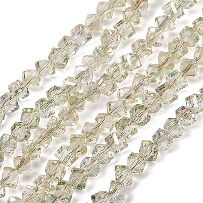 Electroplate Transparent Glass Beads Strands GL-CBA7A17-01A-14-1