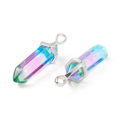 Faceted Bullet Glass Pointed Pendants KK-E282-01P-07-1