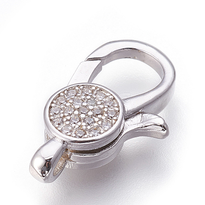Brass Micro Pave Cubic Zirconia Lobster Claw Clasps KK-O106-28-1