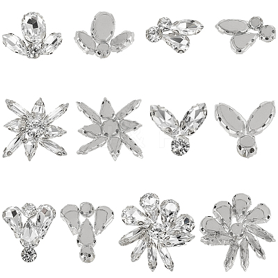 12Pcs 6 Styles Alloy Glass Cabochons DIY-GF0013-78-1