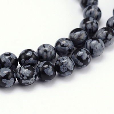 Natural Snowflake Obsidian Round Bead Strands X-G-J303-09-8mm-1