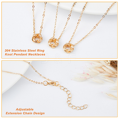 10Pcs 5 Style 304 Stainless Steel Ring Knot Pendant Necklaces Set for Women NJEW-FI0001-23-1