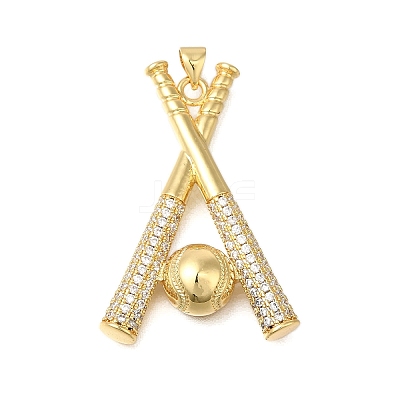 Rack Plating Brass Micro Pave Cubic Zirconia Pendants ZIRC-F142-32C-G-1