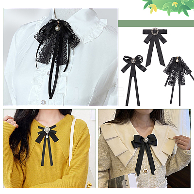 3pcs 3 Styles Polyester Ribbon Bowknot Brooch AJEW-BC0004-25-1