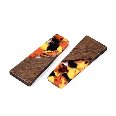 Opaque Resin & Walnut Wood Pendants RESI-T058-04J-1