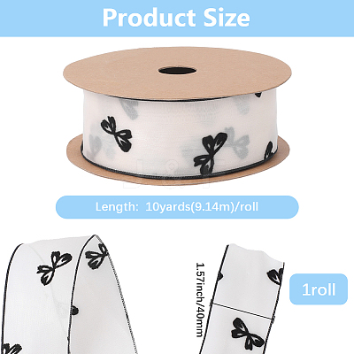 1Roll Printed Polyester Chiffon Ribbons OCOR-CY0002-35A-1