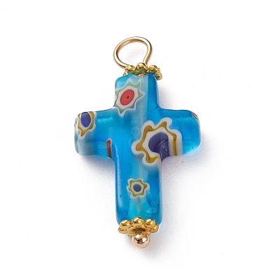 Handmade Millefiori Glass Pendants PALLOY-JF00577-1