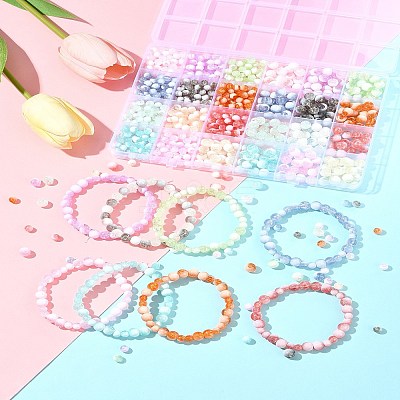 850Pcs Crackle Glass Beads Strands GLAA-FS0002-08-1