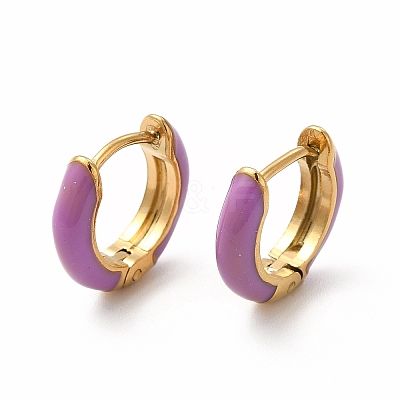 Ion Plating(IP) Enamel Hoop Earrings EJEW-G344-02G-03-1