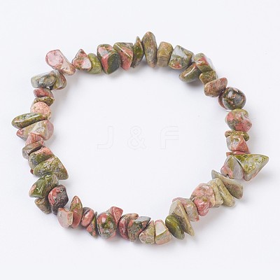 Natural Unakite Stretch Bracelets BJEW-JB03681-02-1