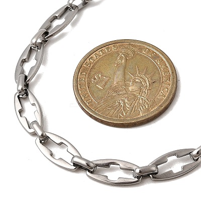 304 Stainless Steel Cross Link Chain Necklaces for Women Men NJEW-JN05431-01-1