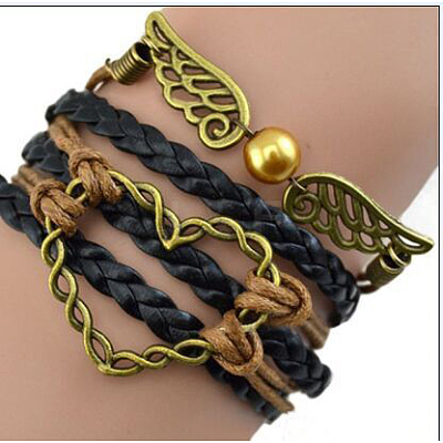 Suede & Imitation Leather Cord Knitted Multi-strand Bracelets WGD6FE3-21-1