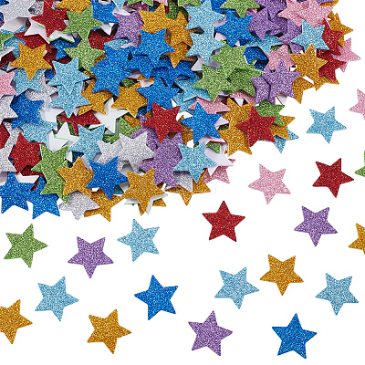 480Pcs 8 Colors EVA Glitter Powder Stickers DIY-SP0001-84-1