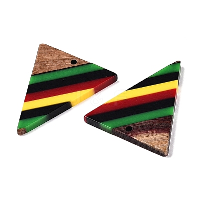 Jamaican Colour Epoxy Resin & Walnut Wood Pendants X-RESI-N039-122T-1
