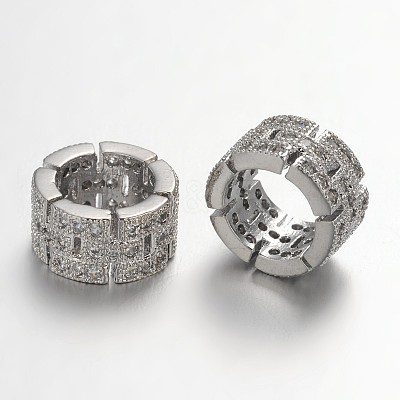 Brass Micro Pave Cubic Zirconia European Beads ZIRC-L037-46P-FF-1