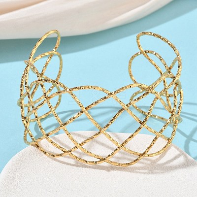Hollow 304 Stainless Steel Cuff Bangles BJEW-B158-04G-02-1