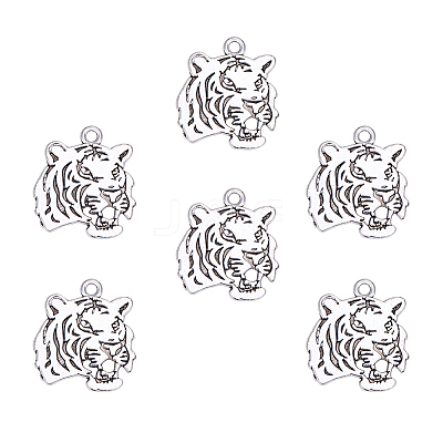 Tibetan Style Alloy Tiger Head Pendants TIBEP-PH0004-85-1