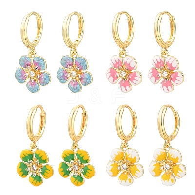 Brass Micro Pave Cubic Zirconia Hoop Dangle Earrings KK-CBA8324-10G-1