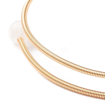 Natural Rose Quartz & Pearl Round Beaded Bangle BJEW-JB08464-02-1