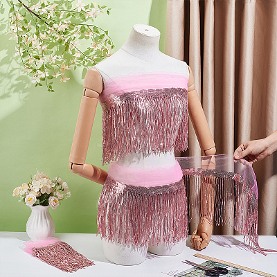 Polyester Fringe Lace Trim DIY-WH0671-008F-1