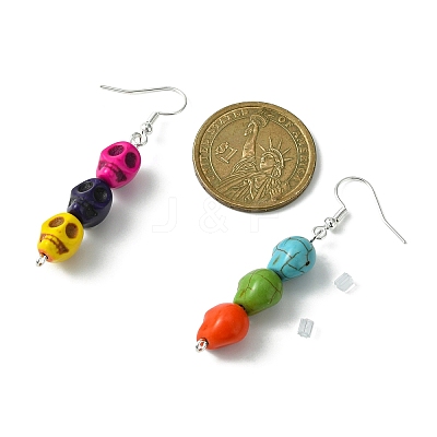 Dyed Synthetic Turquoise Dangle Earrings EJEW-JE05376-01-1