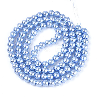 Baking Paint Pearlized Glass Pearl Round Bead Strands HY-Q330-8mm-24-1