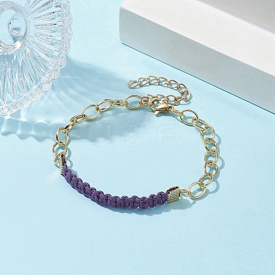 Waxed Cotton Cords Braided Link Bracelets BJEW-JB09963-03-1