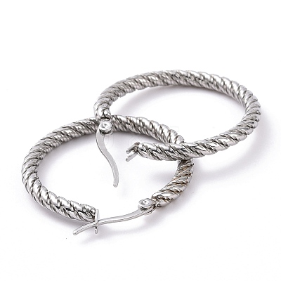 Non-Tarnish 304 Stainless Steel Twist Rope Hoop Earrings for Women EJEW-G298-05P-1