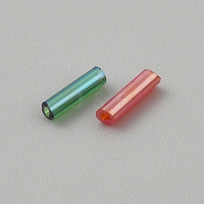 Transparent Colours Rainbow Glass Round Bugle Beads SEED-WH0004-02-1