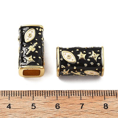 Brass Micro Pave Clear Cubic Zirconia Rectangle European Beads KK-Z114-15G-A-1