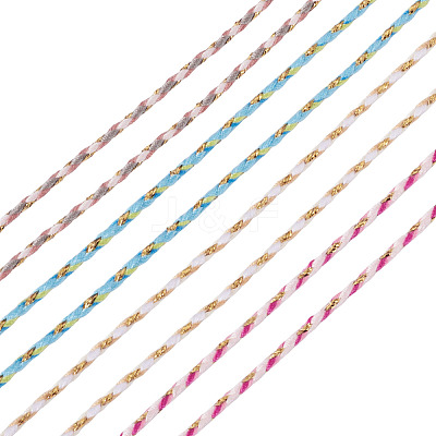 4 Rolls 4 Colors 4-Ply Polycotton Cord with Metallic Thread OCOR-TA0003-33C-1