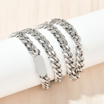 7MM 304 Stainless Steel Cuban Link Chain Necklaces for Women Men NJEW-Z093-03P-1