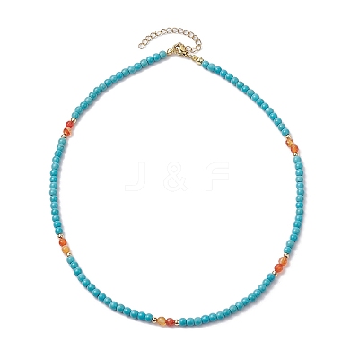 Synthetic Turquoise & Natural Carnelian Beaded Necklaces X1-NJEW-TA00161-1