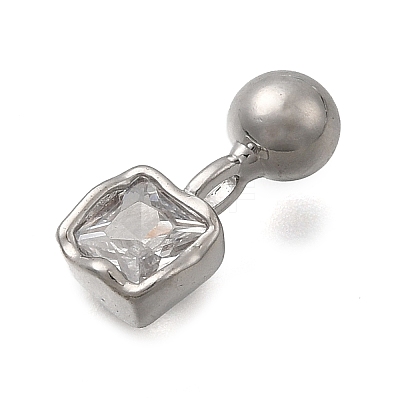 Brass Micro Pave Cubic Zirconia Square Charms KK-D500-01A-P-1