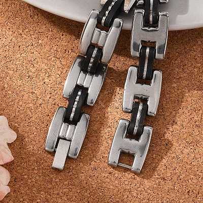 Great Valentines Day Gifts for Boyfriend 304 Stainless Steel Silicone Bracelets BJEW-I129-B-1