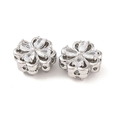 Brass Micro Pave Clear Cubic Zirconia Beads KK-S389-21P-1