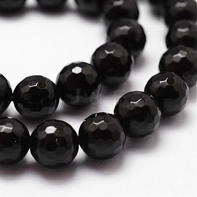 Natural Dyed & Heated Black Onyx Beads Strands G-D840-22-8mm-1