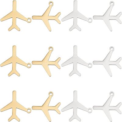 12Pcs 2 Colors 201 Stainless Steel Pendants STAS-UN0035-68-1