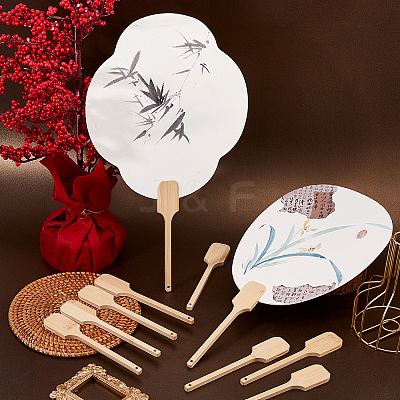 20Pcs Bamboo Short Fan Handle DIY-FH0010-40A-1