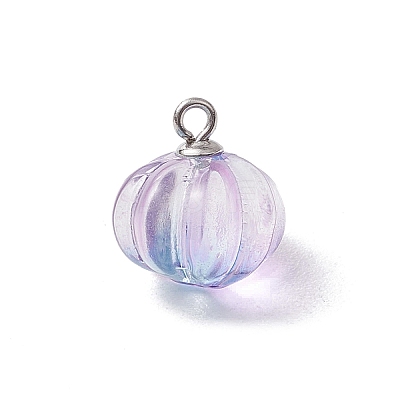 Transparent Spray Paint Glass Pendants PALLOY-JF03496-02-1