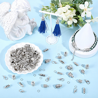 60Pcs 3 Styles Tibetan Style Zinc Alloy Cord End TIBE-SC0002-56-1