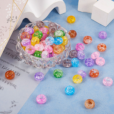 90Pcs 9 Colors Transparent Crackle Acrylic Beads MACR-TA0001-28-1