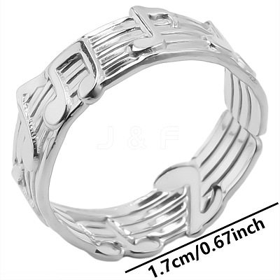 Stainless Steel Music Note Open Cuff Ring for Unisex TF1587-1-1