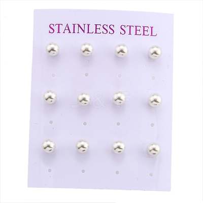 Plastic Imitation Pearl Stud Earrings X-STAS-D0001-03-P-A-1