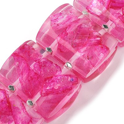 Epoxy Resin Dyed Natural Imperial Jasper Flat Rectangle Beaded Stretch Bracelets for Women BJEW-G698-02A-1